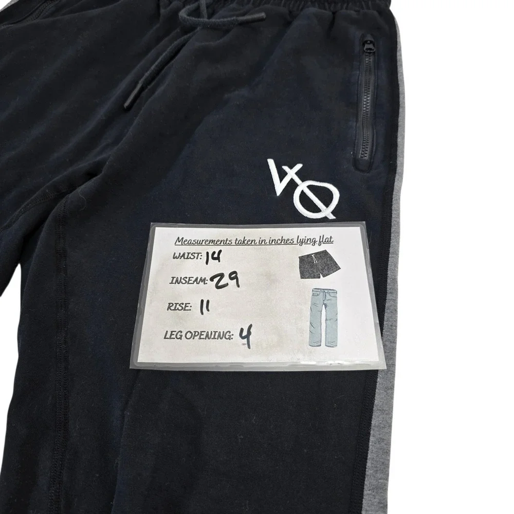 Vanquish Fitness Joggers Mens Medium Black Cotton Blend Stripe Zipper Gym Pants